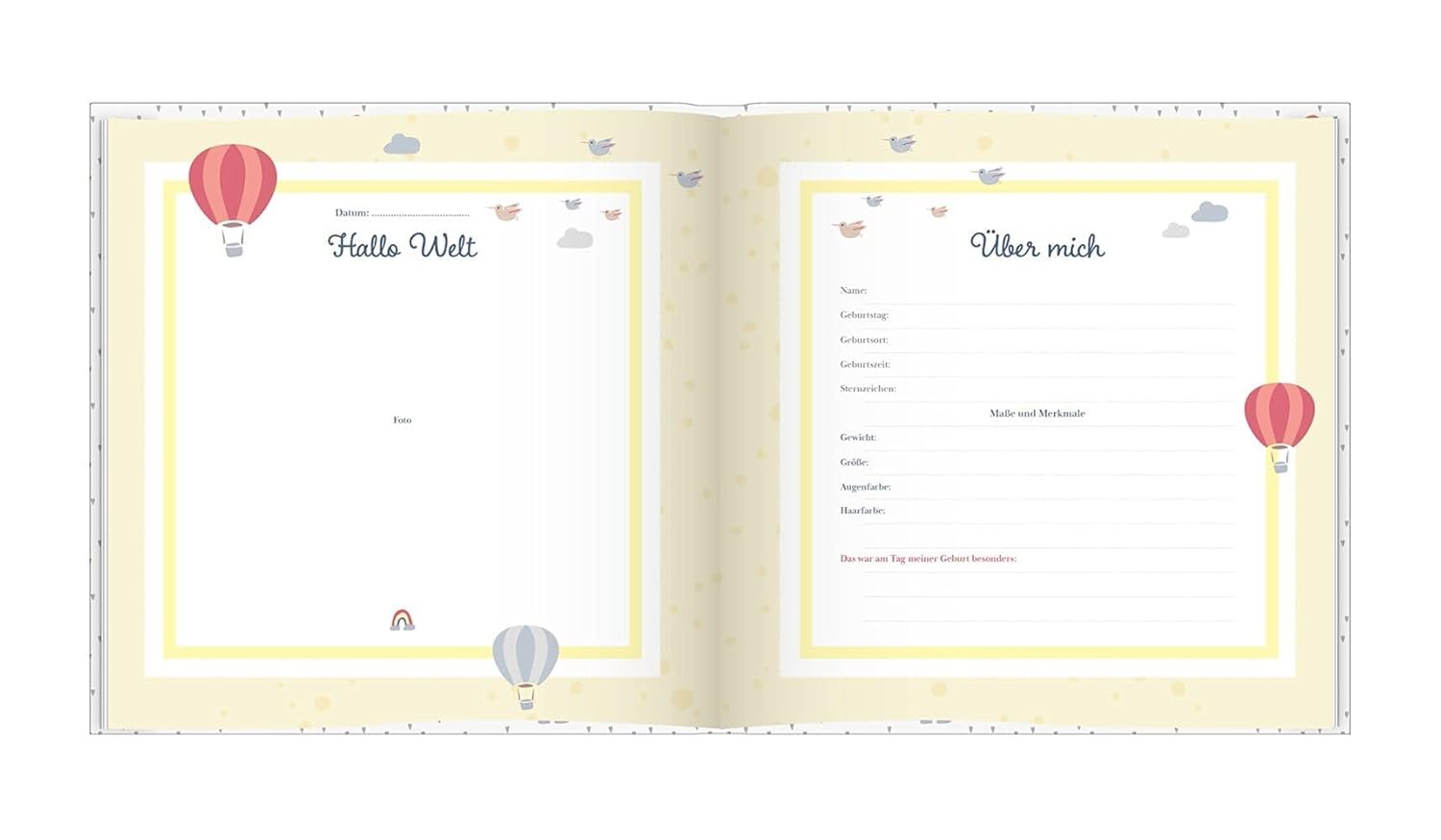 Genderneutrales Babyalbum für das 1. Lebensjahr mit Fensterausschnitt Genderneutrales Babyalbum für das 1. Lebensjahr mit Fensterausschnitt