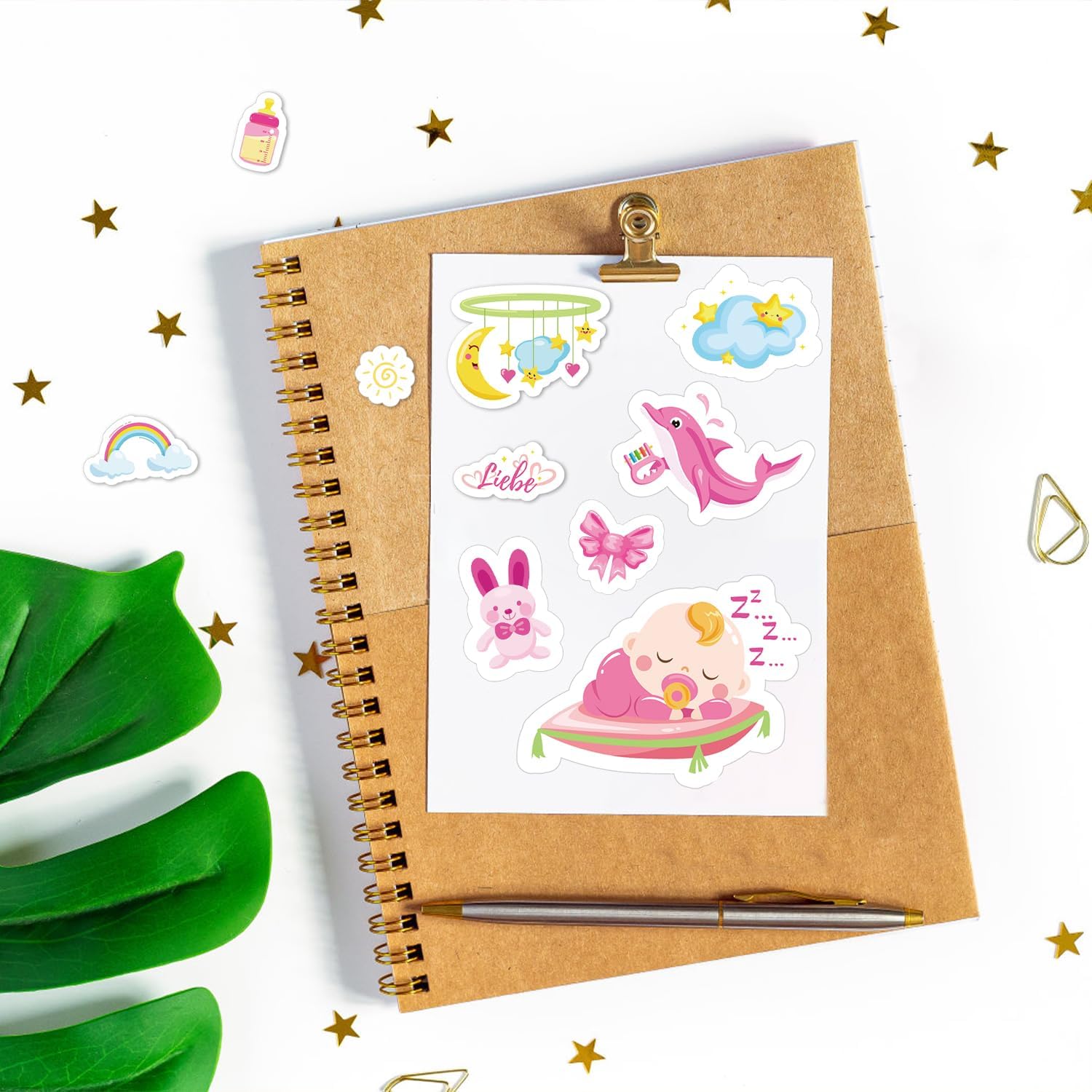 DPKOW Babyalbum Sticker Set - 235stk - Perfekt für Babyparty und Scrapbooking