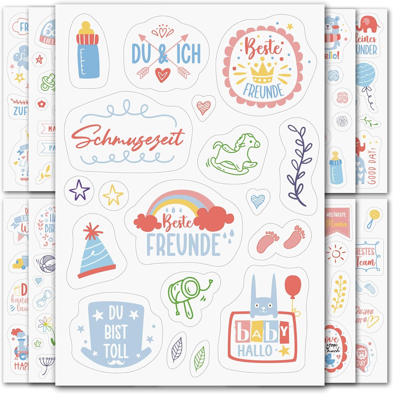 BIROYAL Babyalbum Sticker - 9 Bögen, 160 Motive - Perfekt für Scrapbooking