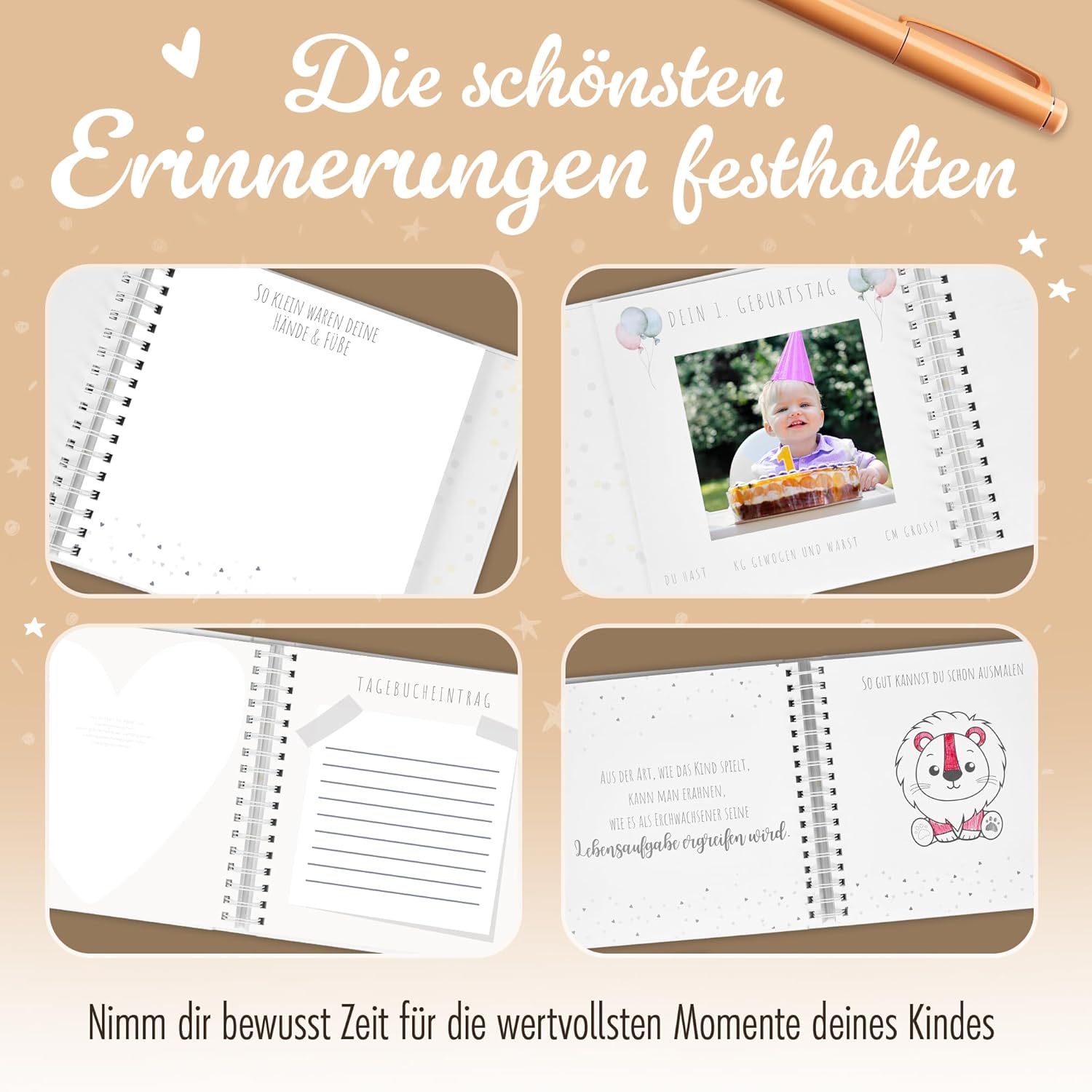 LITLHERO Erinnerungsbuch Baby - Liebevoll gestaltetes Babyalbum