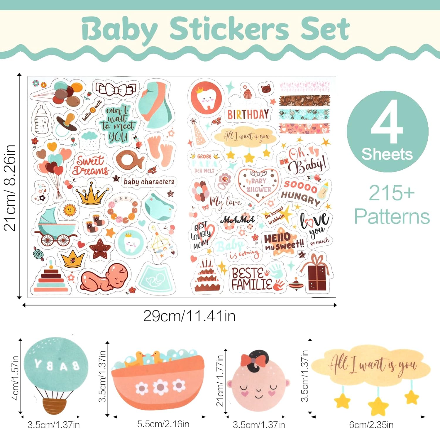 Sticker Babyalbum mit 225+ Motiven - Selbstklebende, Wasserdichte Baby Aufkleber Sticker Babyalbum mit 225+ Motiven - Selbstklebende, Wasserdichte Baby Aufkleber