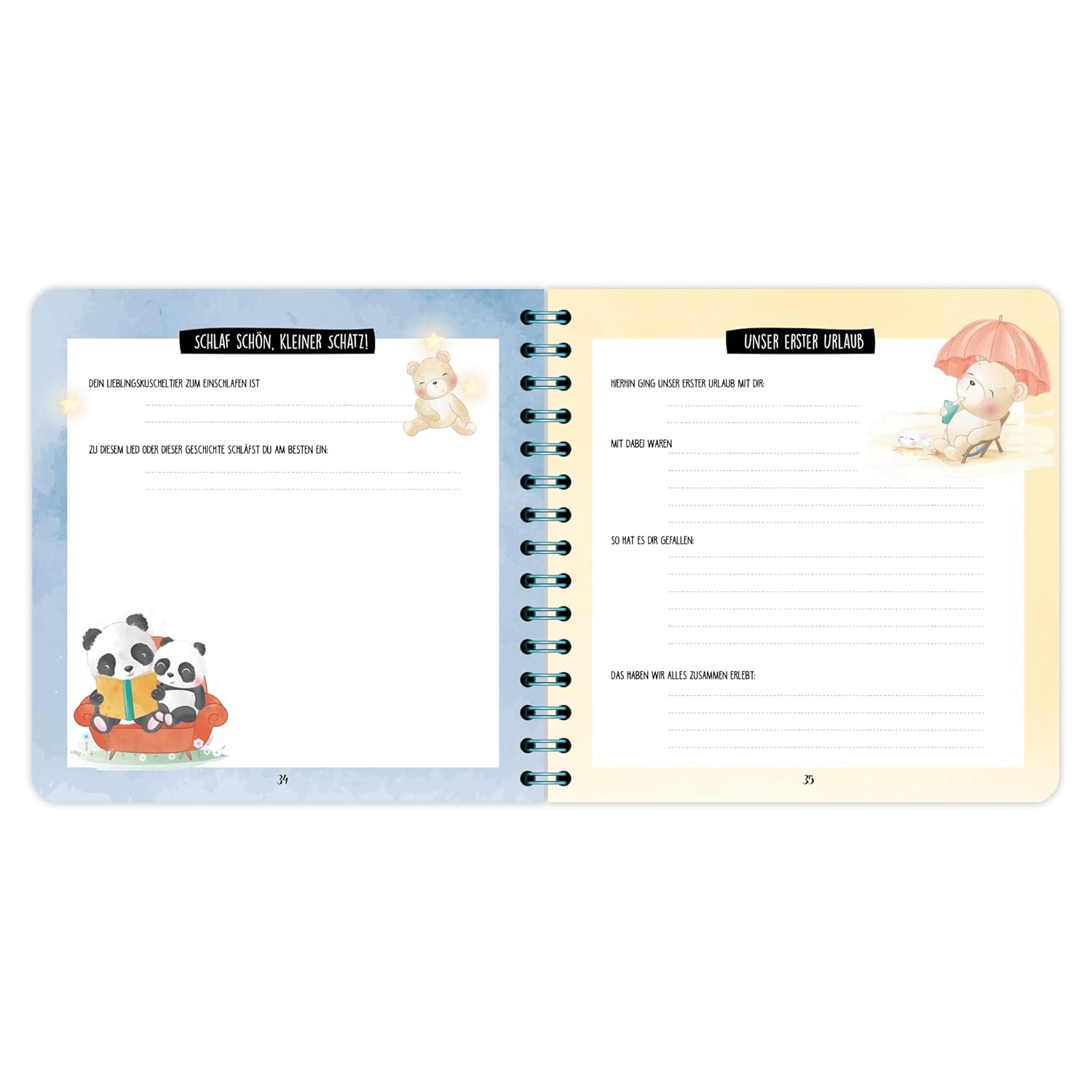 Erinnerungsalbum 'Mein erstes Jahr' - Babyalbum mit Spiralbindung und Tierillustrationen Erinnerungsalbum 'Mein erstes Jahr' - Babyalbum mit Spiralbindung und Tierillustrationen