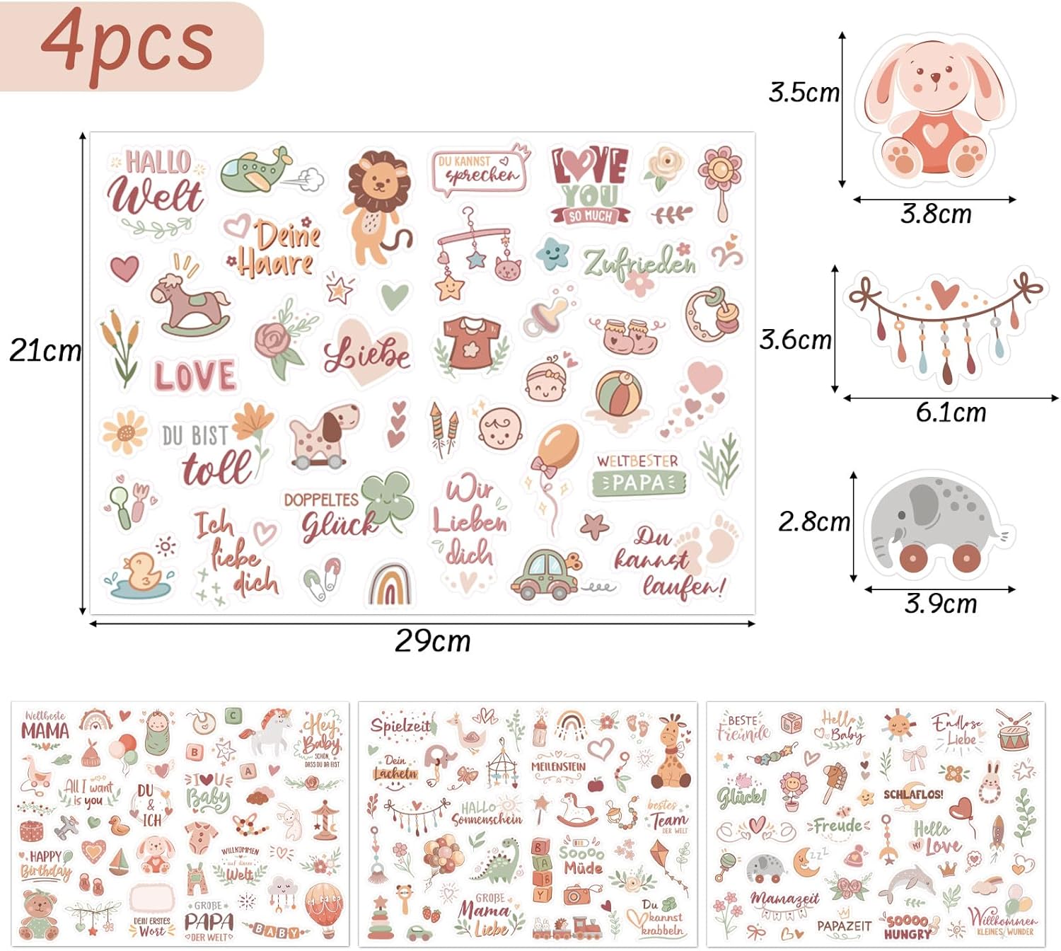 COLOFALLA A4 Baby Fotoalbum Sticker für Taufe und Baby Partys