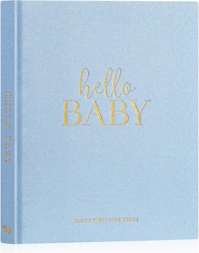 Lanpn Hello Baby Babytagebuch (5 Jahre), Leinen-Hardcover Blau