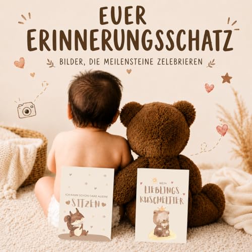 Eulentaler Meilensteinkarten Baby „Mein erstes Jahr" – 48 Karten, Boho