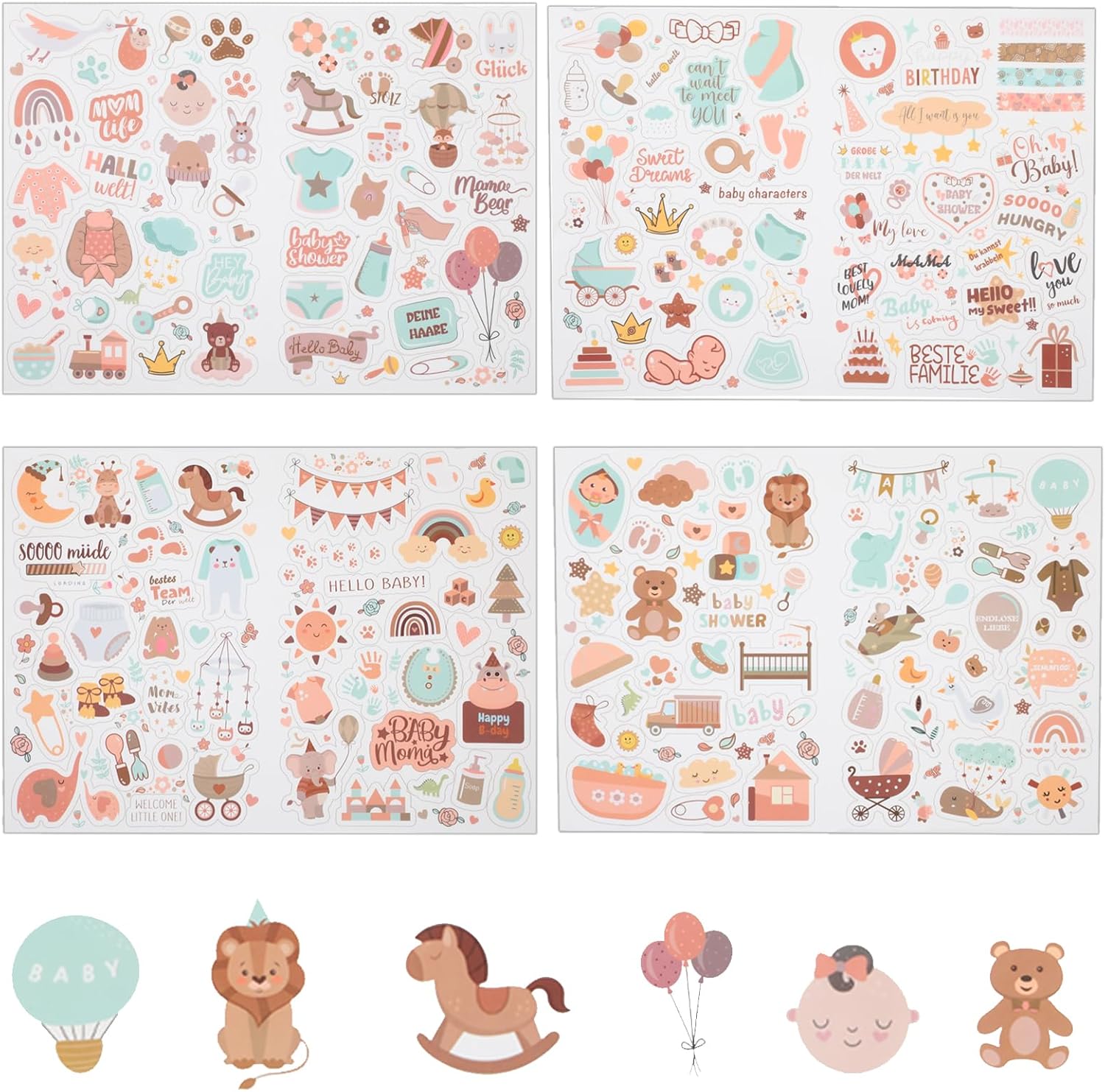 JIEYAO Babyalbum Sticker Set - 204 Aufkleber für Kreativprojekte JIEYAO Babyalbum Sticker Set - 204 Aufkleber für Kreativprojekte