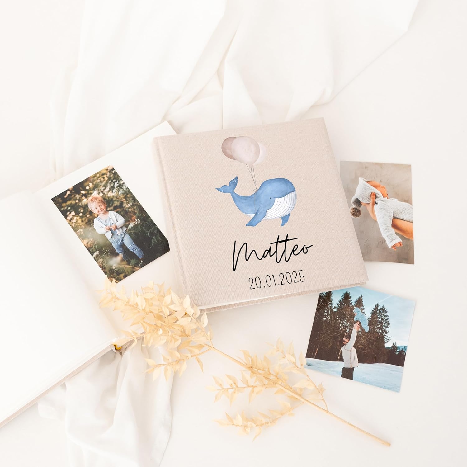 Personalisiertes wunderwunsch Fotoalbum Einschulung mit Wal Motiv