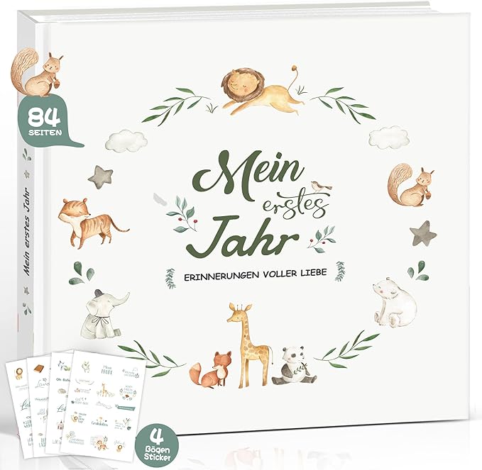 Babyalbum „Mein erstes Lebensjahr" Boho – personalisierbar, 2 Seiten pro Monat
