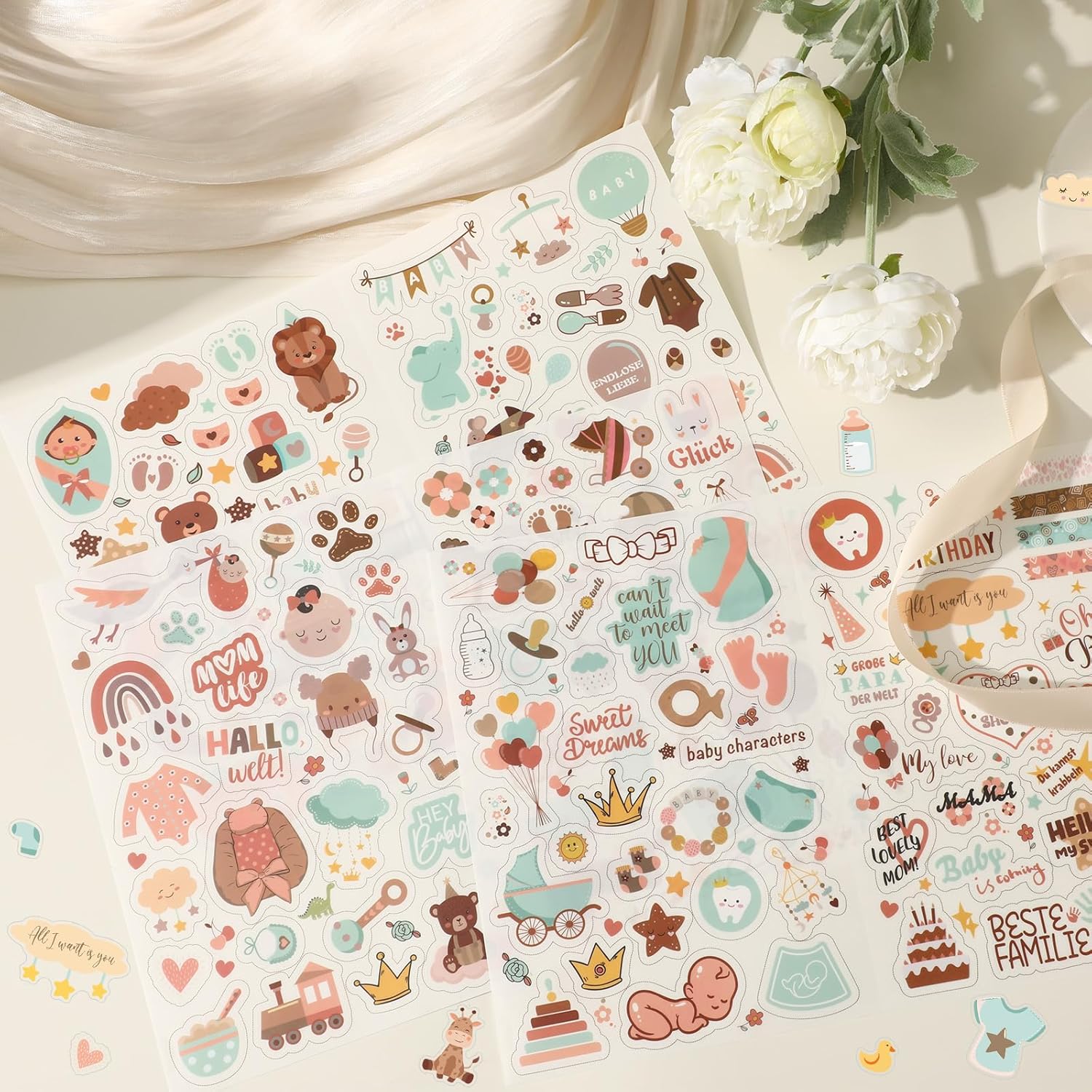 JANYUN 424 Stück Babyalbum Sticker, Baby Fotoalbum Sticker 8 Blatt DIY Kinder Fotoalbum Aufkleber Braun Baby Sticker für Fotoalbum Kalender Scrapbook Party Deko JANYUN 424 Stück Babyalbum Sticker, Baby Fotoalbum Sticker 8 Blatt DIY Kinder Fotoalbum Aufkleber Braun Baby Sticker für Fotoalbum Kalender Scrapbook Party Deko