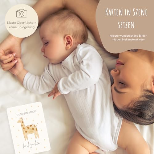 MeinBaby123 Meilensteinkarten „Dein erstes Jahr" – 50 Karten, Boho Beige