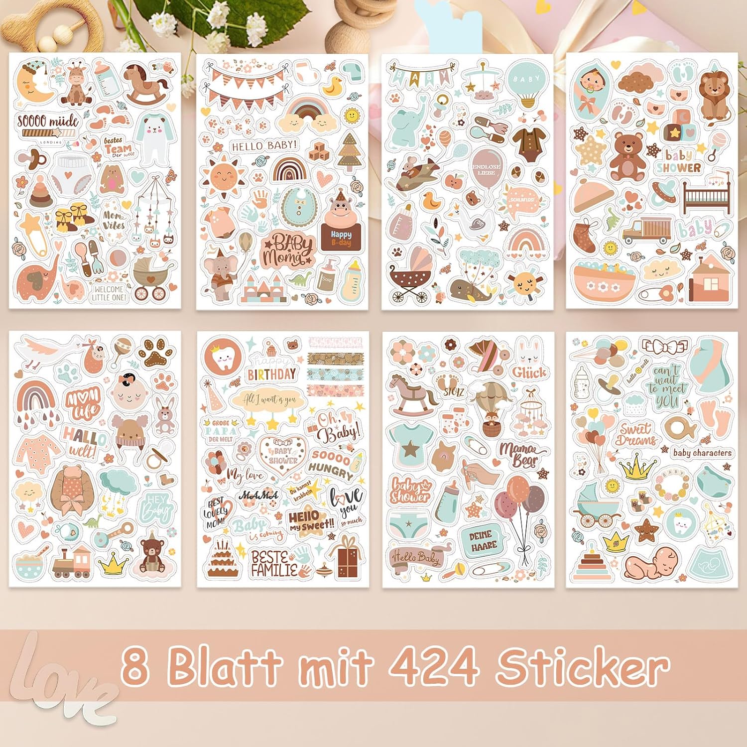 JANYUN 424 Stück Babyalbum Sticker, Baby Fotoalbum Sticker 8 Blatt DIY Kinder Fotoalbum Aufkleber Braun Baby Sticker für Fotoalbum Kalender Scrapbook Party Deko JANYUN 424 Stück Babyalbum Sticker, Baby Fotoalbum Sticker 8 Blatt DIY Kinder Fotoalbum Aufkleber Braun Baby Sticker für Fotoalbum Kalender Scrapbook Party Deko