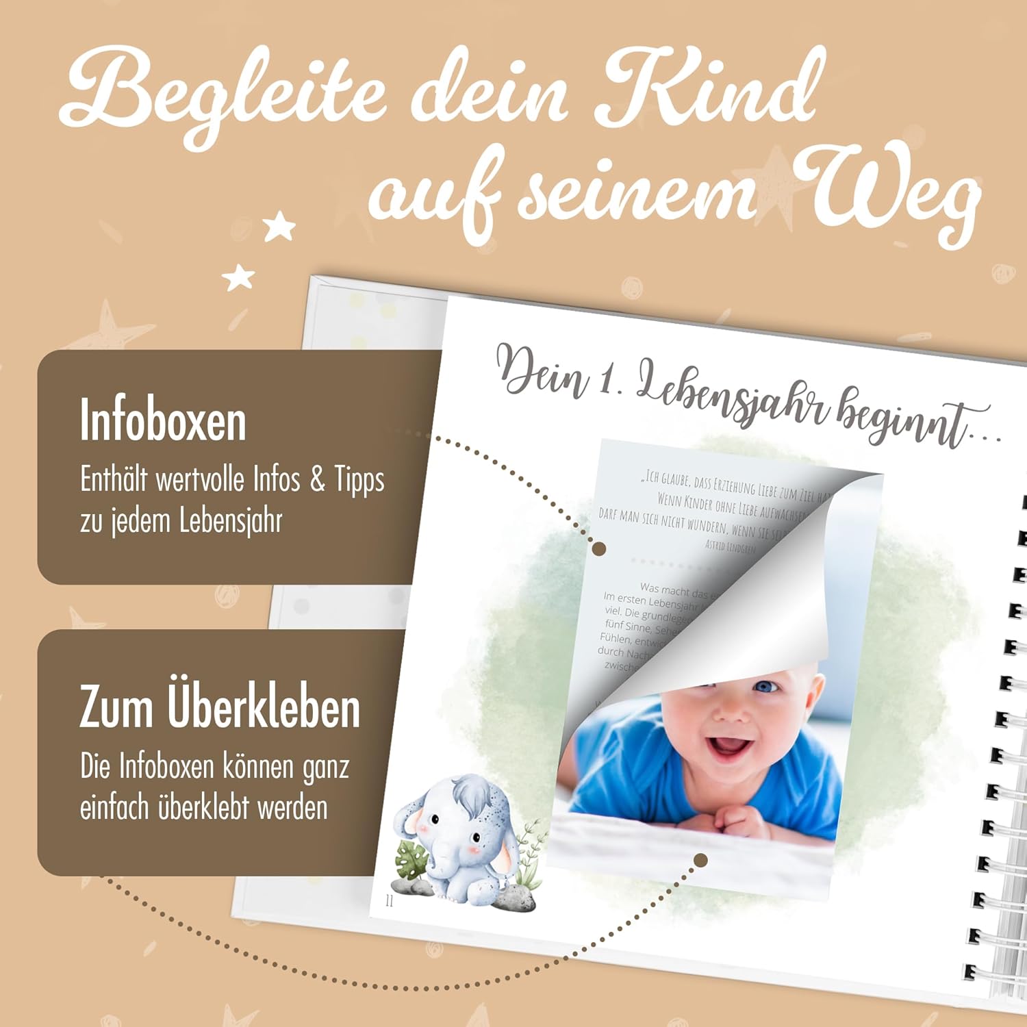 LITLHERO Erinnerungsbuch Baby - Liebevoll gestaltetes Babyalbum