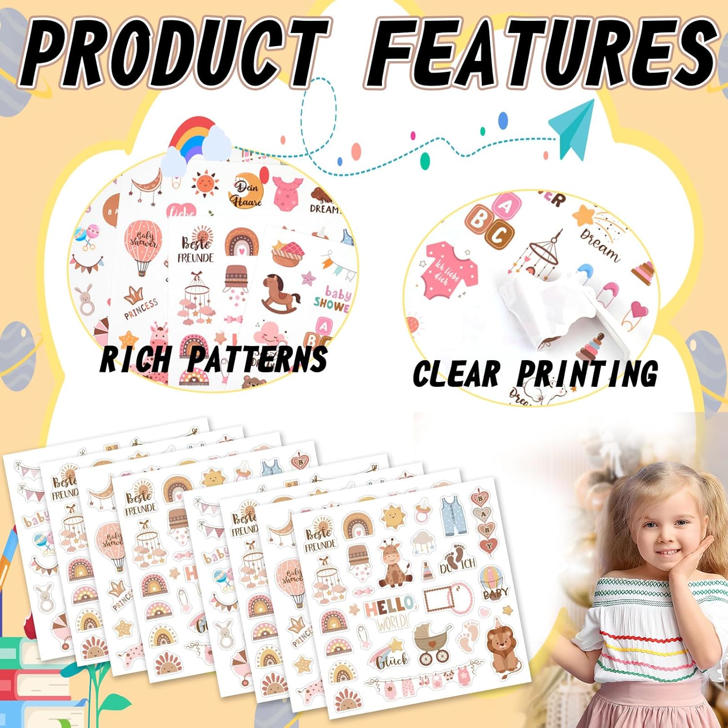 Yeomju Baby Fotoalbum Sticker, 8 Stück 220 Sticker für DIY und Scrapbook Yeomju Baby Fotoalbum Sticker, 8 Stück 220 Sticker für DIY und Scrapbook