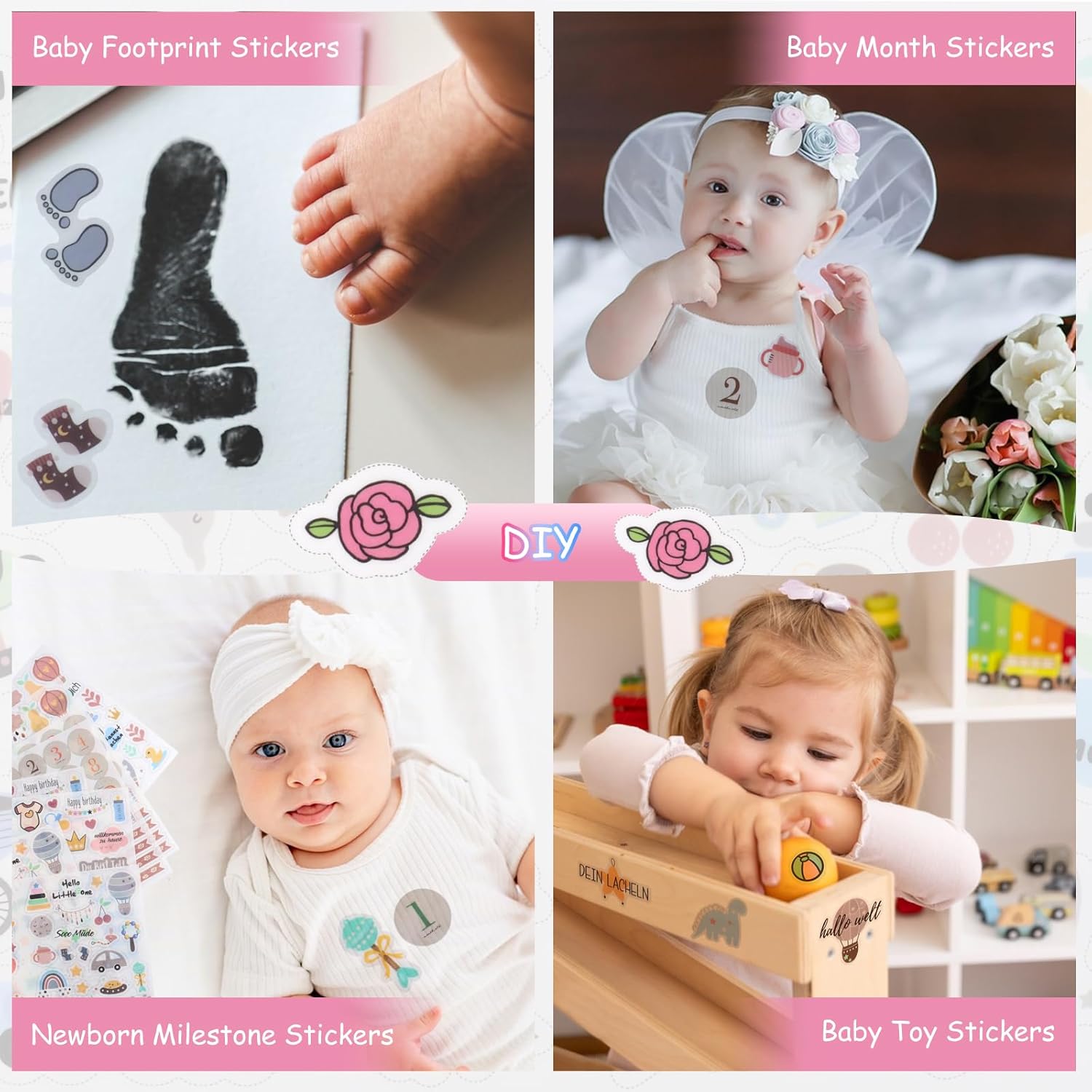 Baby Sticker-Set mit 424 Motiven, Ideal für Fotoalben und Geschenke Baby Sticker-Set mit 424 Motiven, Ideal für Fotoalben und Geschenke