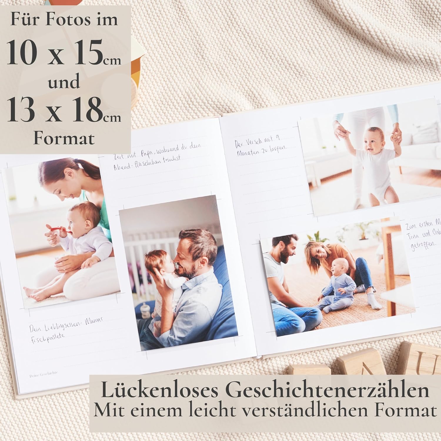 Erinnerungsbuch & Fotoalbum für Babys | 132 Seiten | 10x15 cm, 13x18 cm Fotos Erinnerungsbuch & Fotoalbum für Babys | 132 Seiten | 10x15 cm, 13x18 cm Fotos