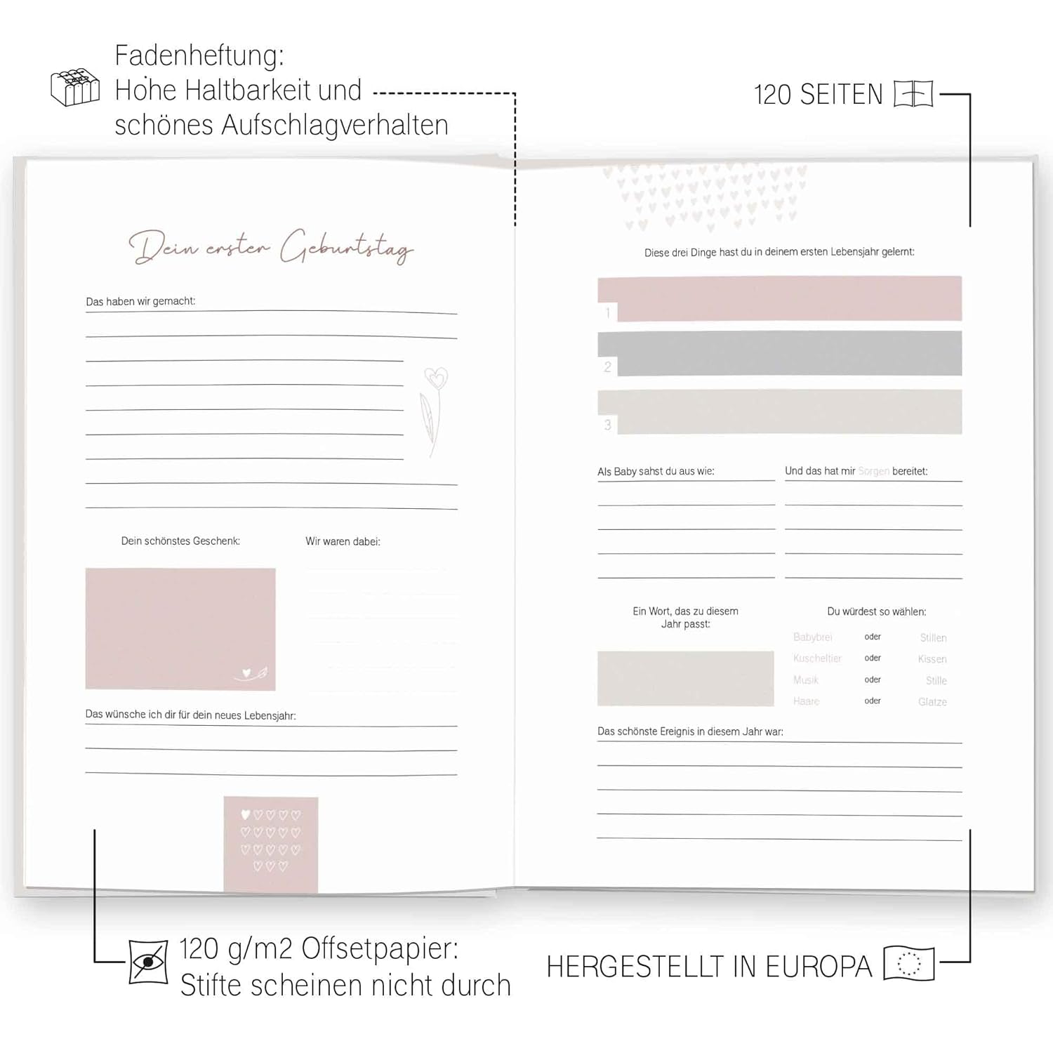 LEAF & GOLD® Babybuch: Erinnerungen vom 1. bis 18. Jahr