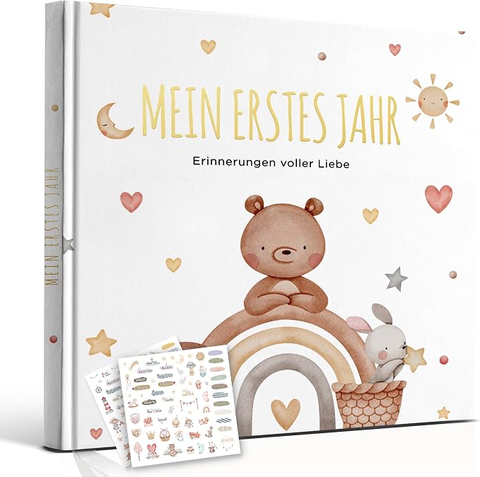 Hyggartn Babyalbum „Mein erstes Jahr" – 84 Seiten, mit Stickern, 21×21 cm