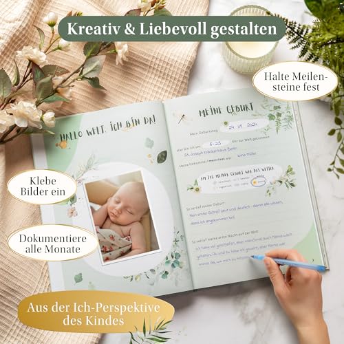 Eulentaler Babyalbum „Mein erstes Jahr" – DIN A4, geschlechtsneutral (Grün)
