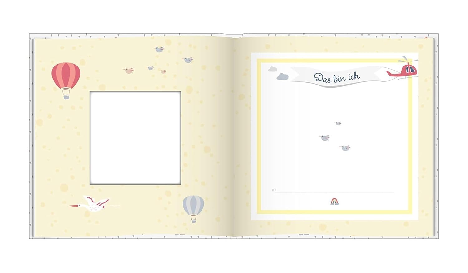 Genderneutrales Babyalbum für das 1. Lebensjahr mit Fensterausschnitt Genderneutrales Babyalbum für das 1. Lebensjahr mit Fensterausschnitt