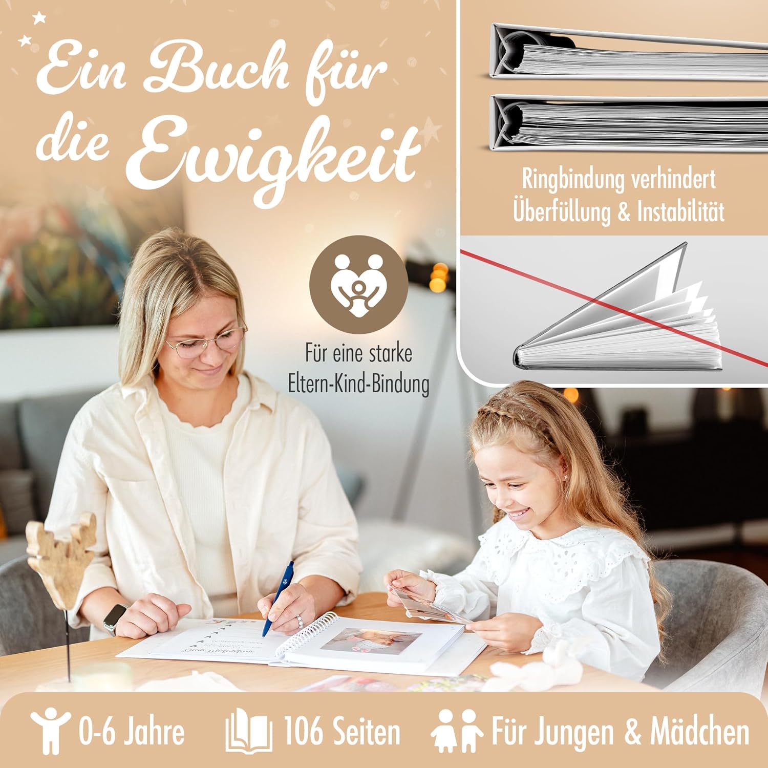LITLHERO Erinnerungsbuch Baby - Liebevoll gestaltetes Babyalbum