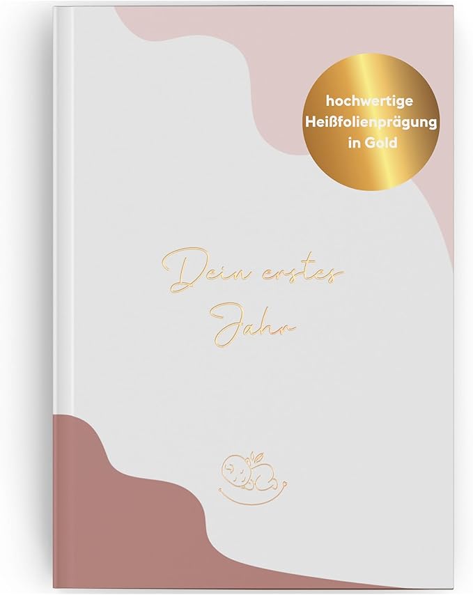 LEAF & GOLD Babyalbum „Mein erstes Jahr" – 108 Seiten, Goldfolie