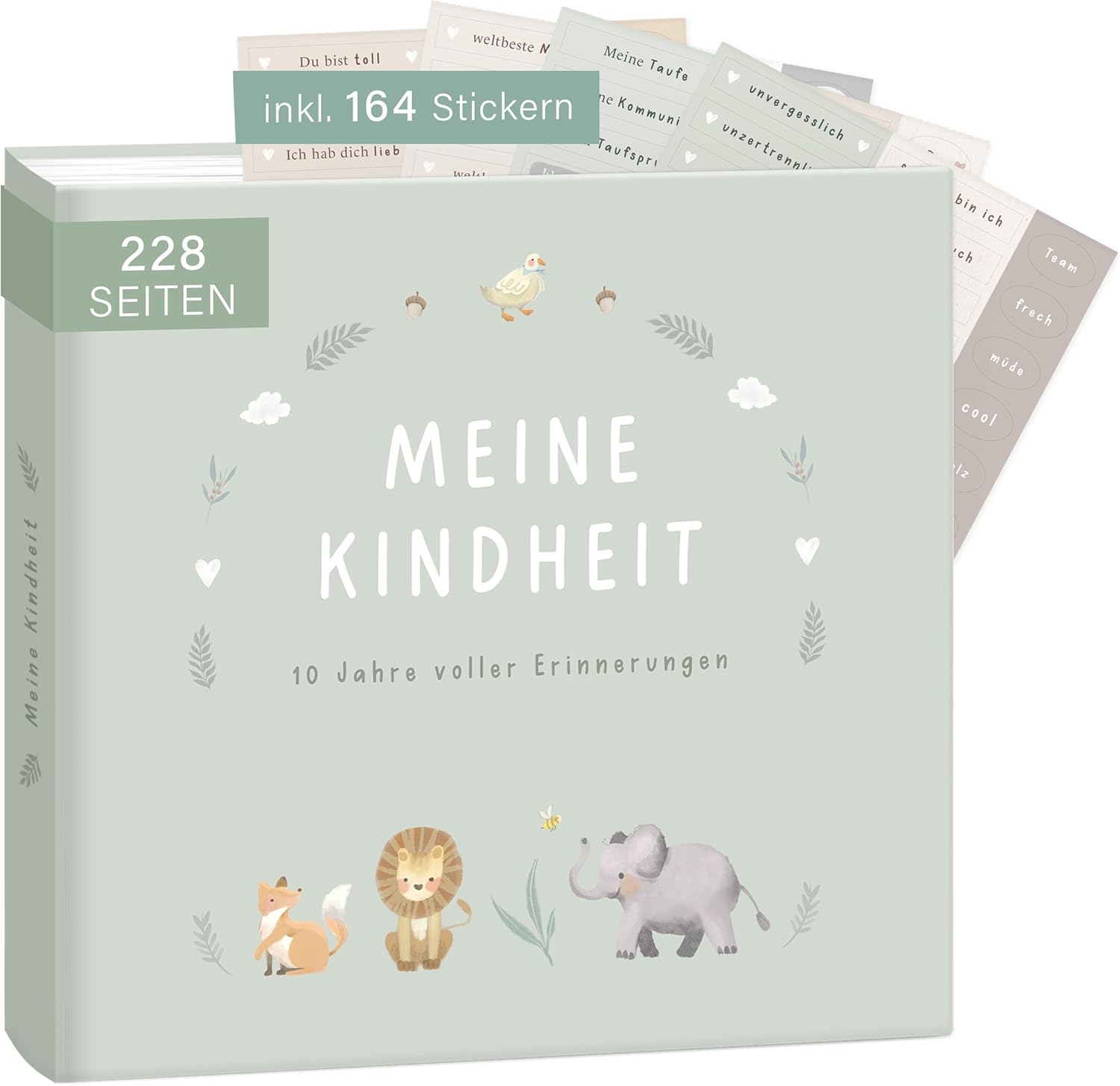 mintkind® 'Meine Kindheit' Erinnerungsalbum + Sticker Set: 10 Jahre Babybuch mintkind® 'Meine Kindheit' Erinnerungsalbum + Sticker Set: 10 Jahre Babybuch