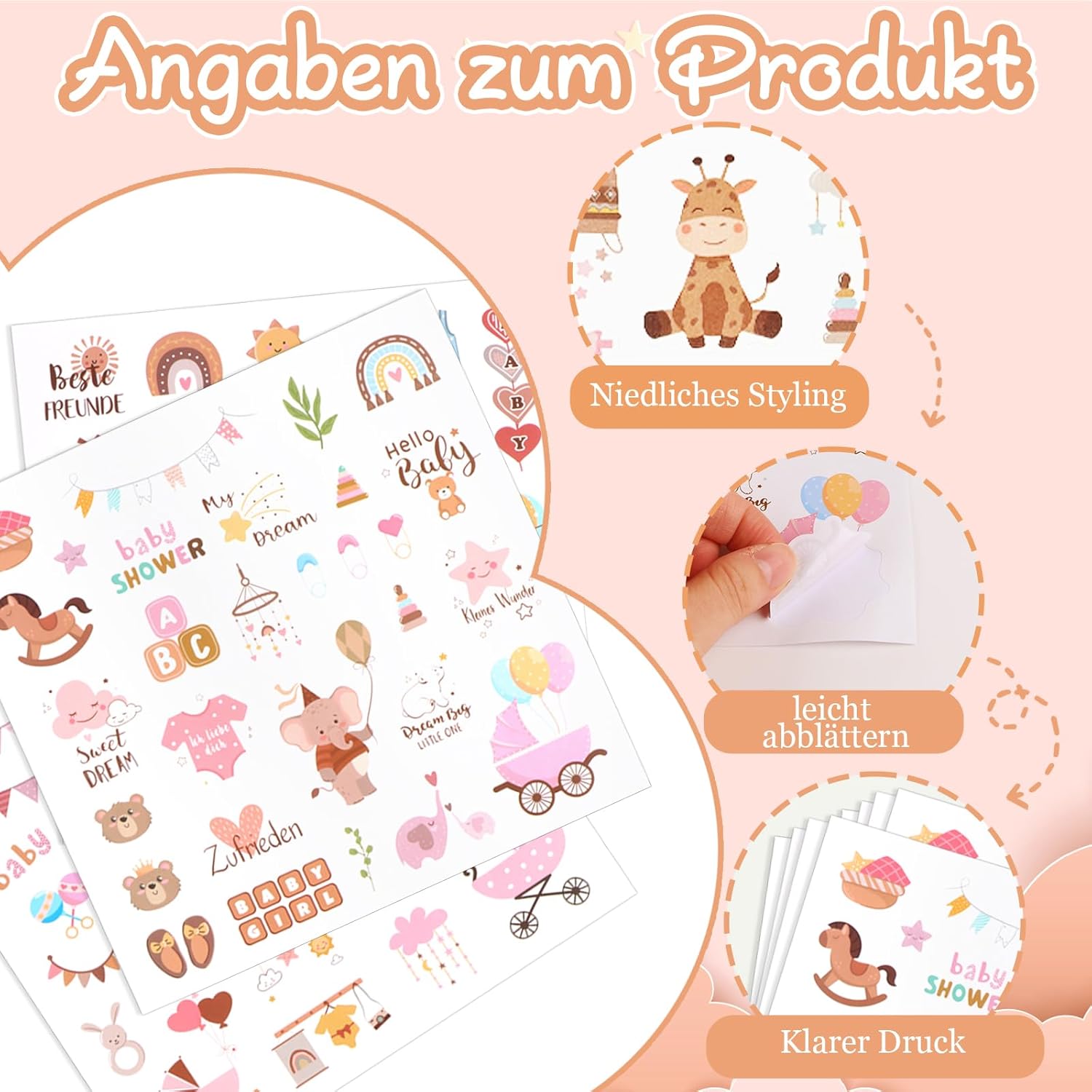 Fugoviin Kinder & Baby Fotoalbum Sticker - 220 Motive auf 8 Bögen Fugoviin Kinder & Baby Fotoalbum Sticker - 220 Motive auf 8 Bögen