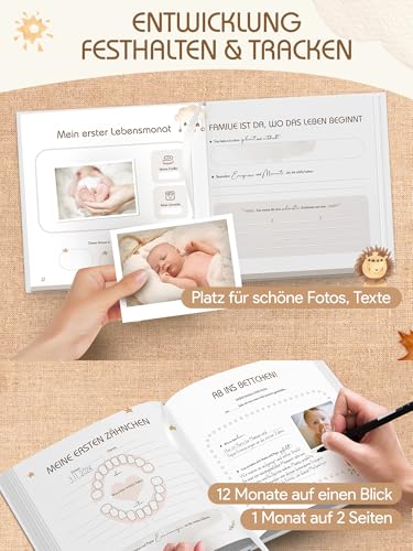 Babyalbum „Mein erstes Jahr" Boho – 84 Seiten Hardcover, pädagogisch