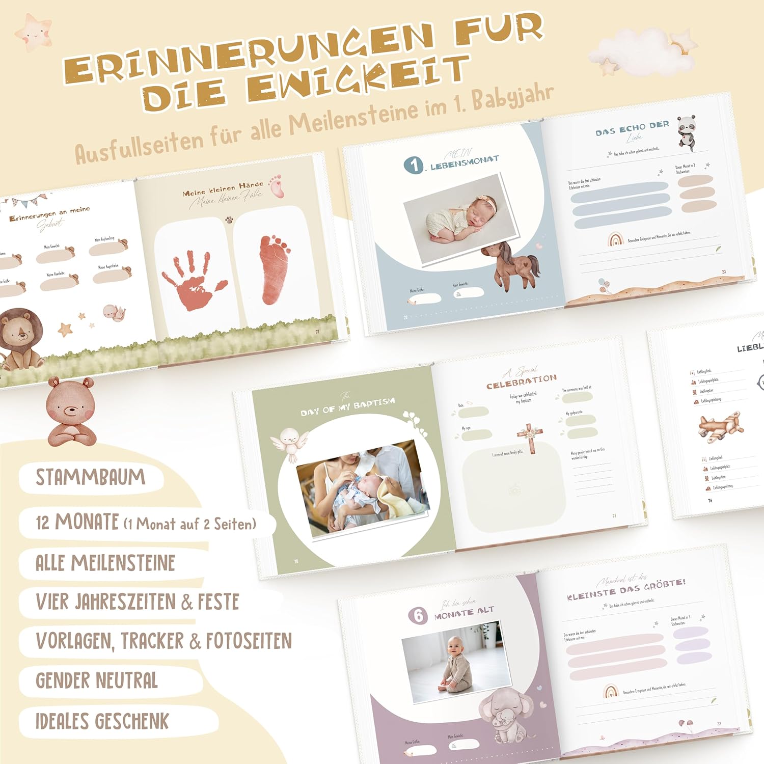Hyggartn Mein Erstes Jahr Babyalbum - Personalisierte Geschenke für Babys