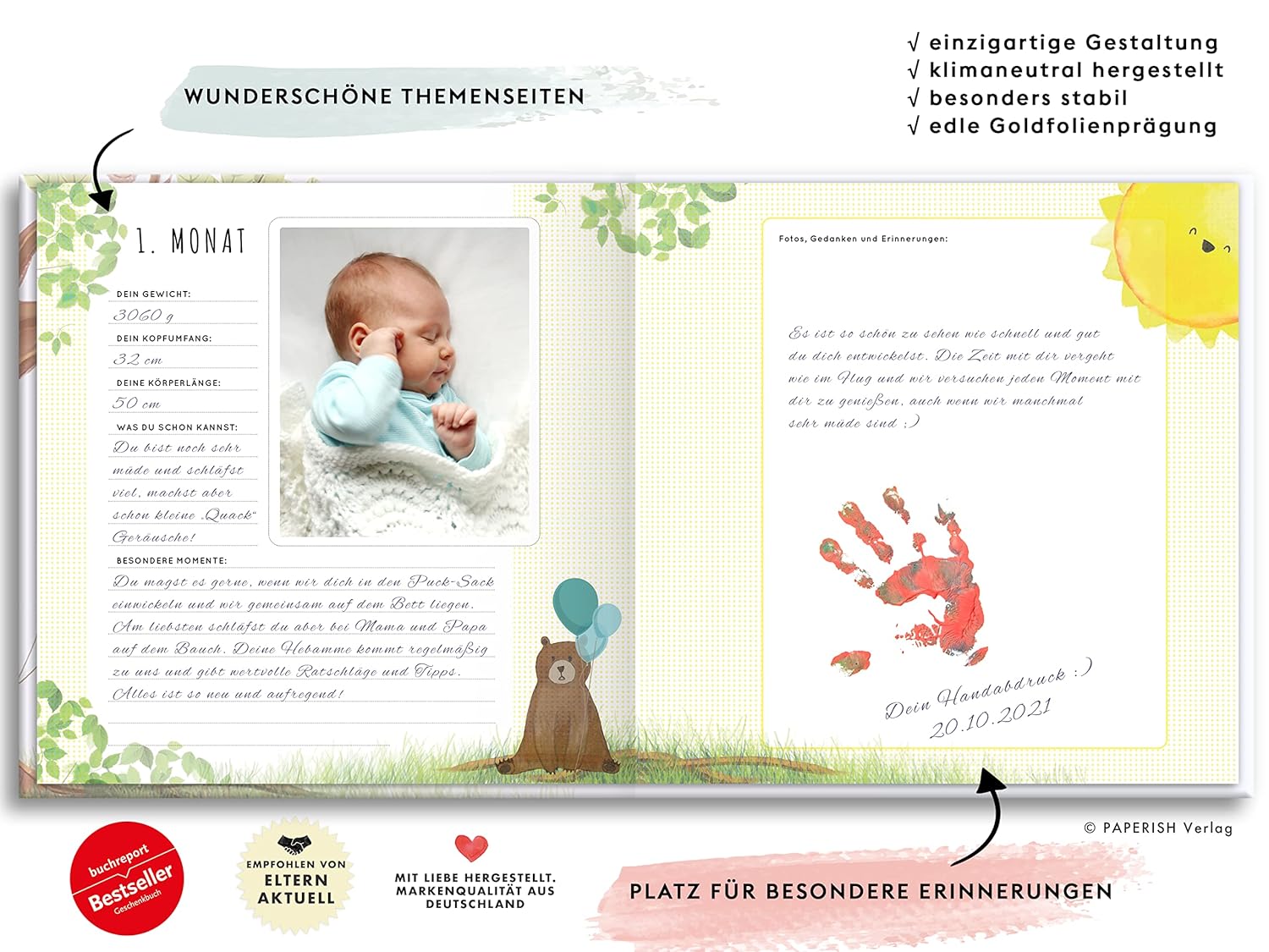Babyalbum - UNSER ERSTES GEMEINSAMES JAHR: Ein bezauberndes Erinnerungsalbum zur Geburt