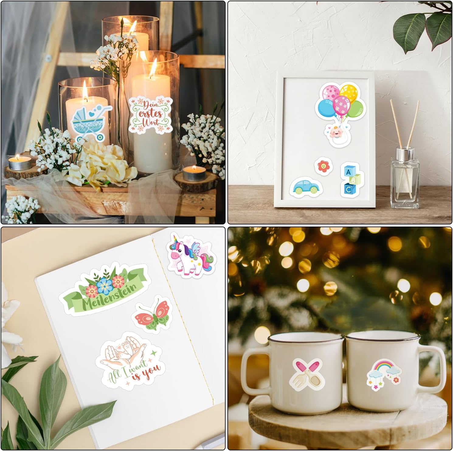 DPKOW Babyalbum Sticker Set - 235stk - Perfekt für Babyparty und Scrapbooking