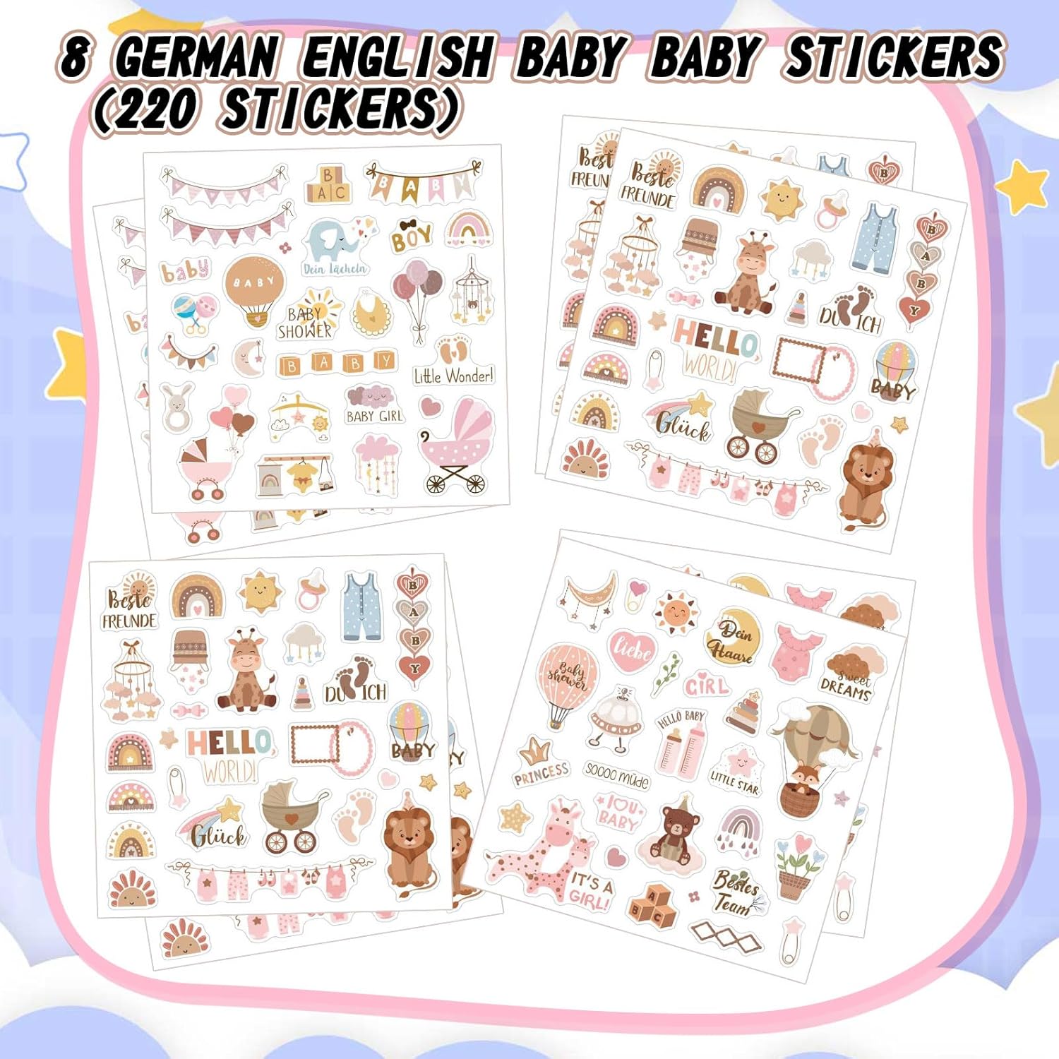 Yeomju Baby Fotoalbum Sticker, 8 Stück 220 Sticker für DIY und Scrapbook Yeomju Baby Fotoalbum Sticker, 8 Stück 220 Sticker für DIY und Scrapbook