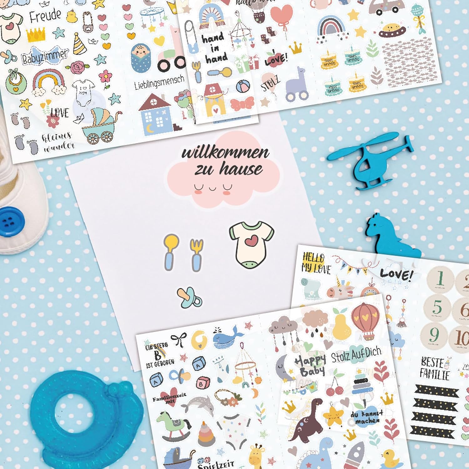 4-Blatt Babyalbum Sticker-Set – Ideal für Scrapbooking und Geschenkverpackung 4-Blatt Babyalbum Sticker-Set – Ideal für Scrapbooking und Geschenkverpackung