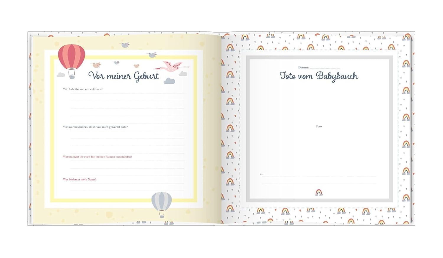 Genderneutrales Babyalbum für das 1. Lebensjahr mit Fensterausschnitt Genderneutrales Babyalbum für das 1. Lebensjahr mit Fensterausschnitt