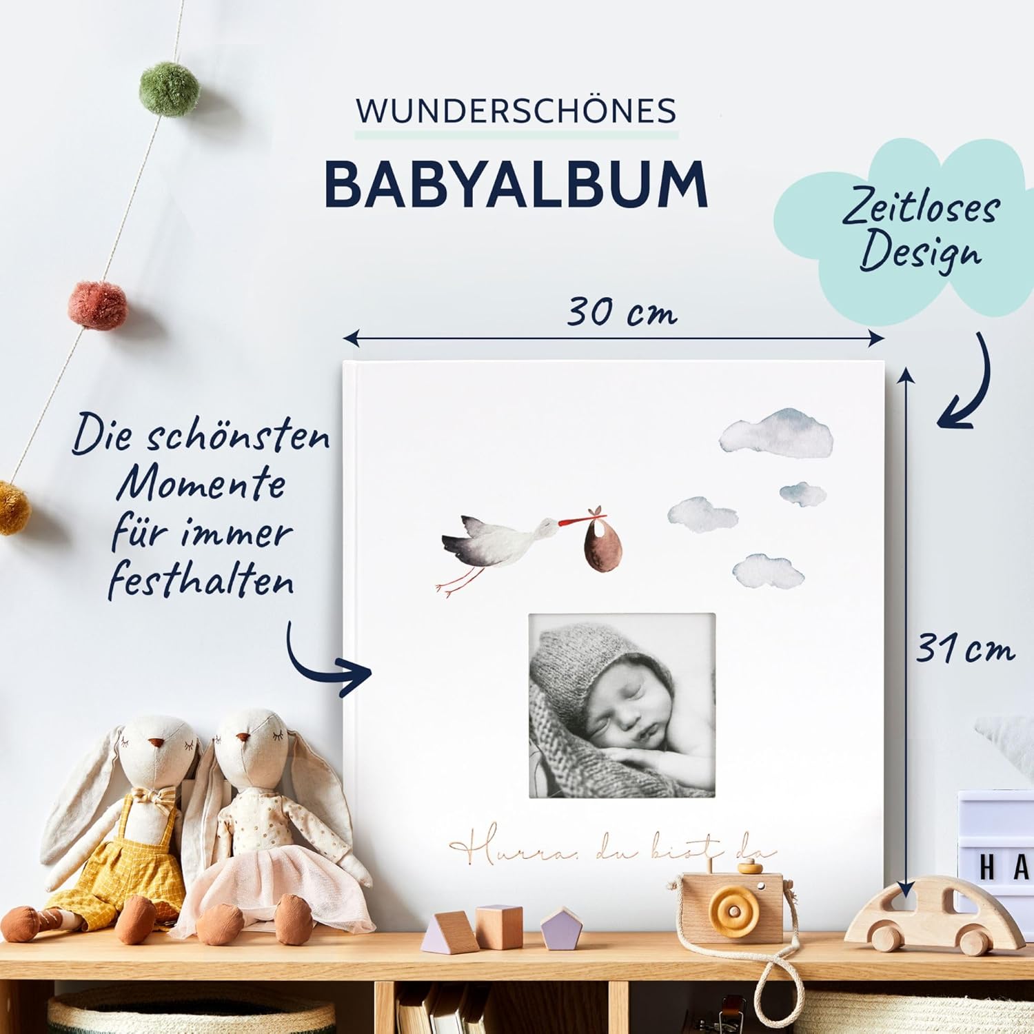Goldbuch Babyalbum 'Hurra - Du bist da!', Kunstdruckeinband, 62 Seiten