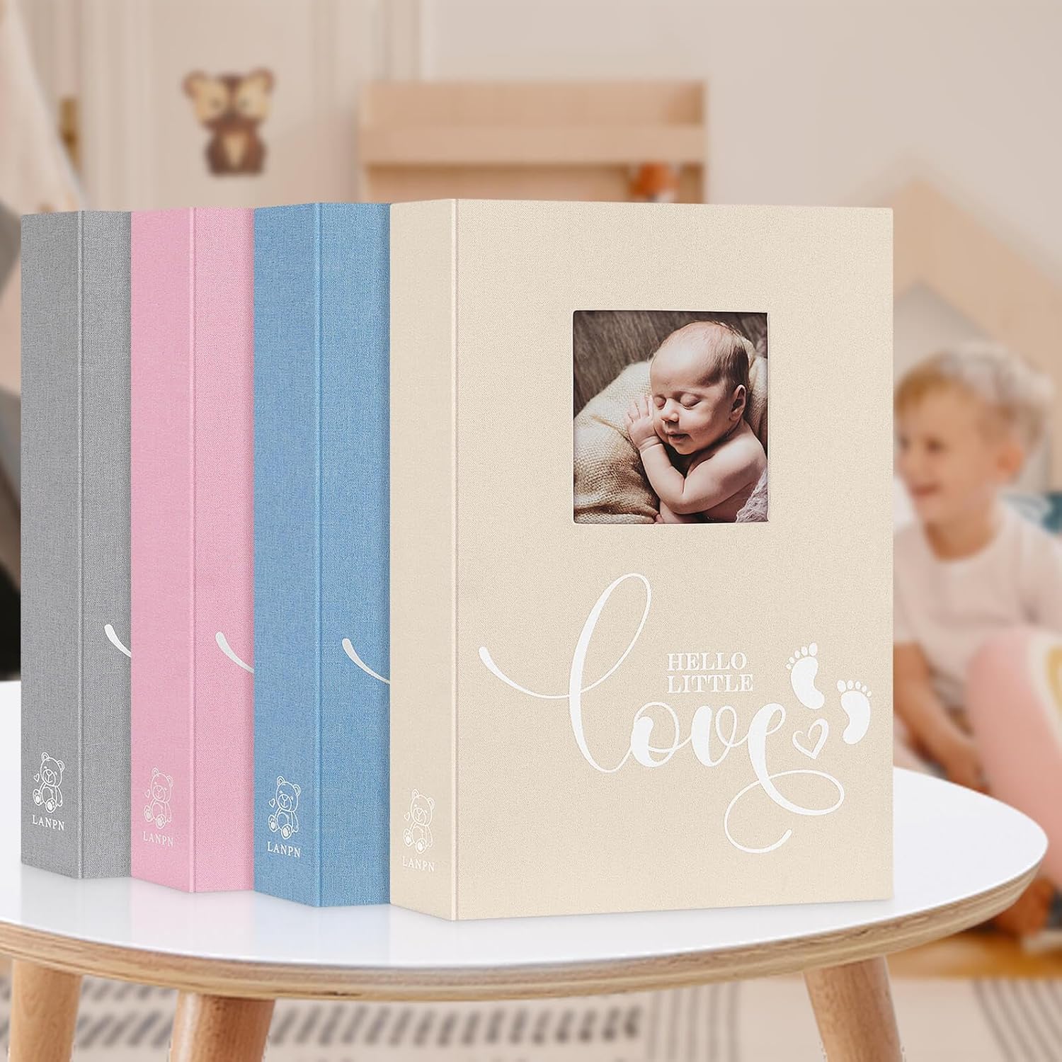 Lanpn Baby Fotoalbum 10x15 - Großes, Leinen Einsteckalbum für 300 Fotos Lanpn Baby Fotoalbum 10x15 - Großes, Leinen Einsteckalbum für 300 Fotos