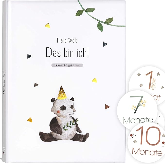 OLGS Babyalbum „Lino – Das bin ich!" mit Golddruck & Meilenstein-Stickern