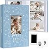 Baby-Fotoalbum 300 Fotos mit Memo-Bereich & Abdruck-Kit, Leinen Blau