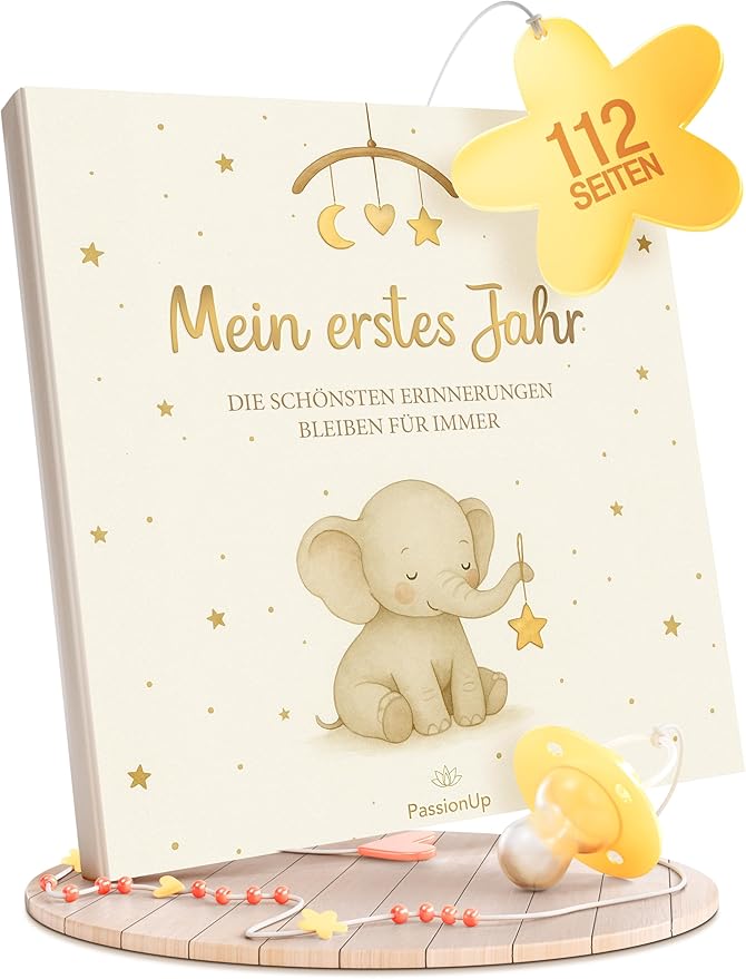 Babytagebuch „Mein erstes Jahr" – 112 Seiten, Goldprägung, FSC, 21×21 cm
