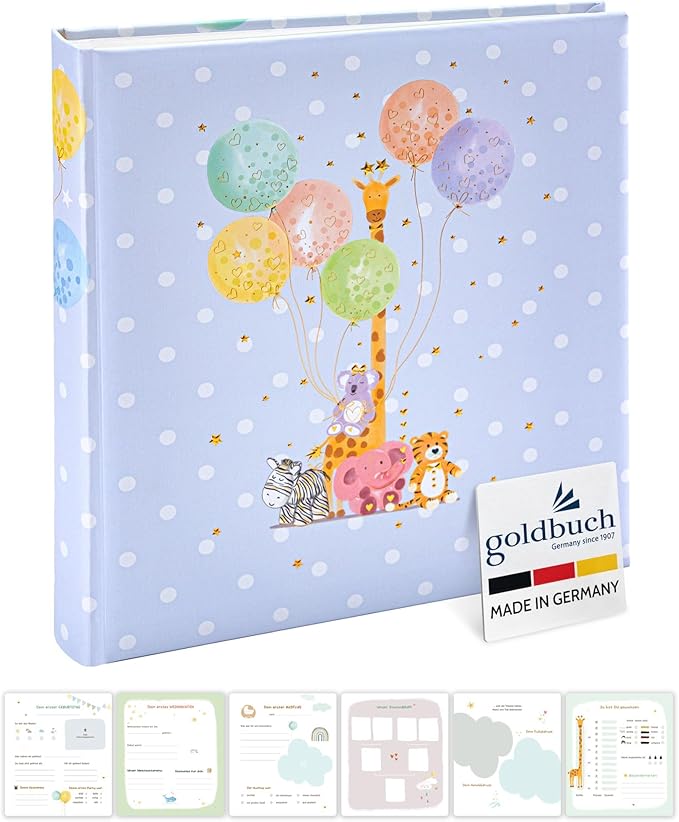 goldbuch Babyalbum „Balloon Party" Blau – 30×31 cm, für Babyfotos