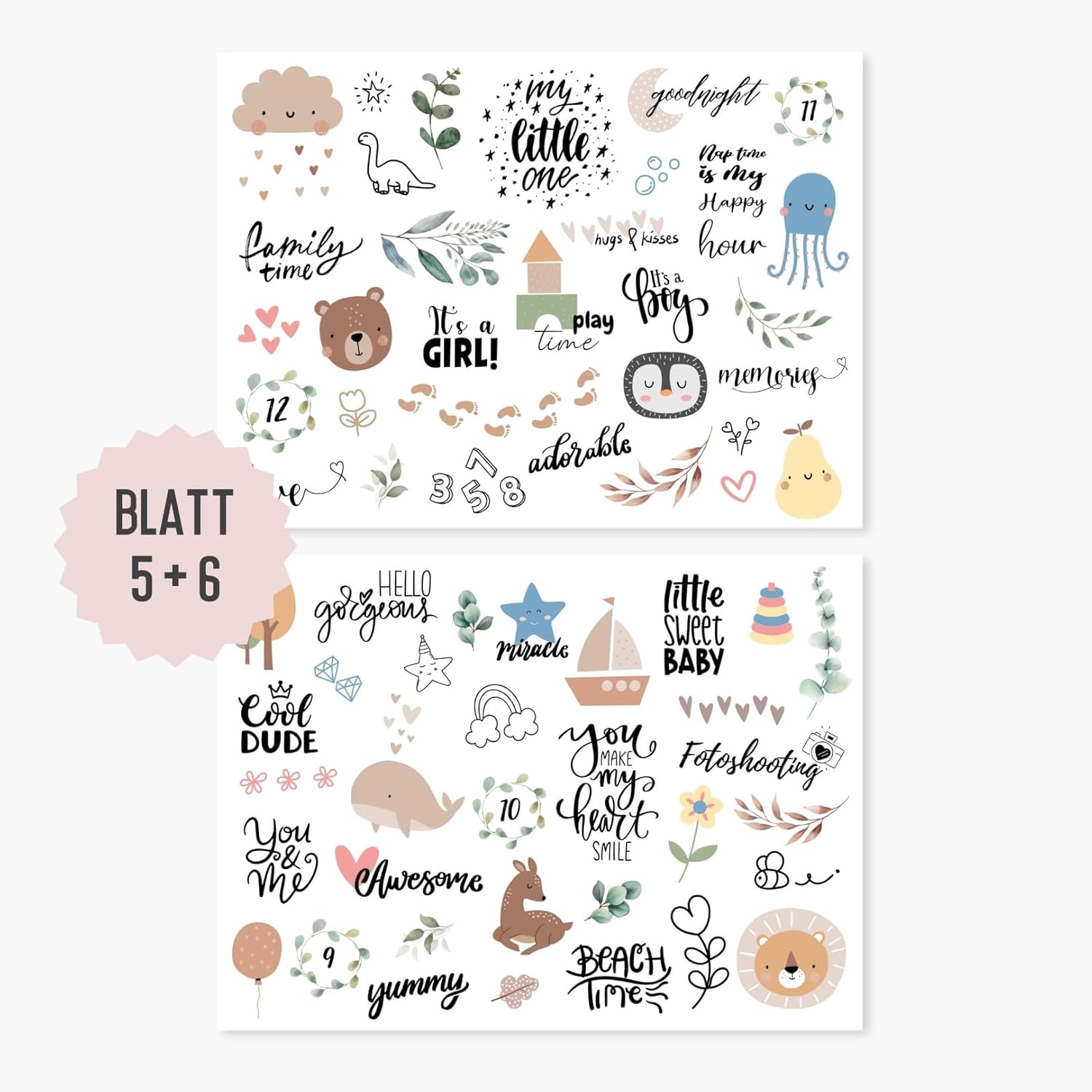 Baby Sticker Set | 197 Aufkleber für Babyalbum & Scrapbook Baby Sticker Set | 197 Aufkleber für Babyalbum & Scrapbook