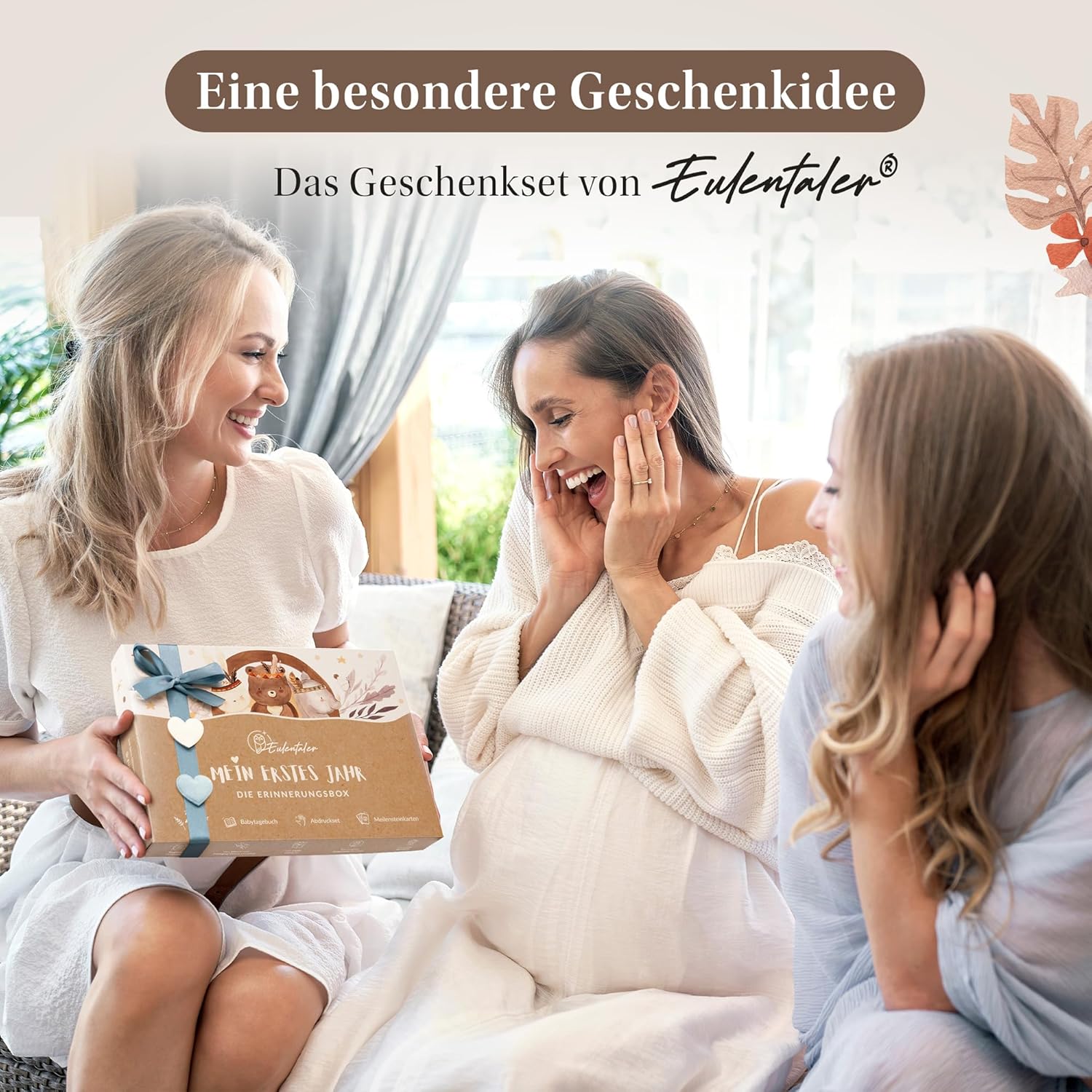 EULENTALER® Erinnerungsbox 3in1 - Babyalbum, Meilensteinkarten, Baby Abdruckset