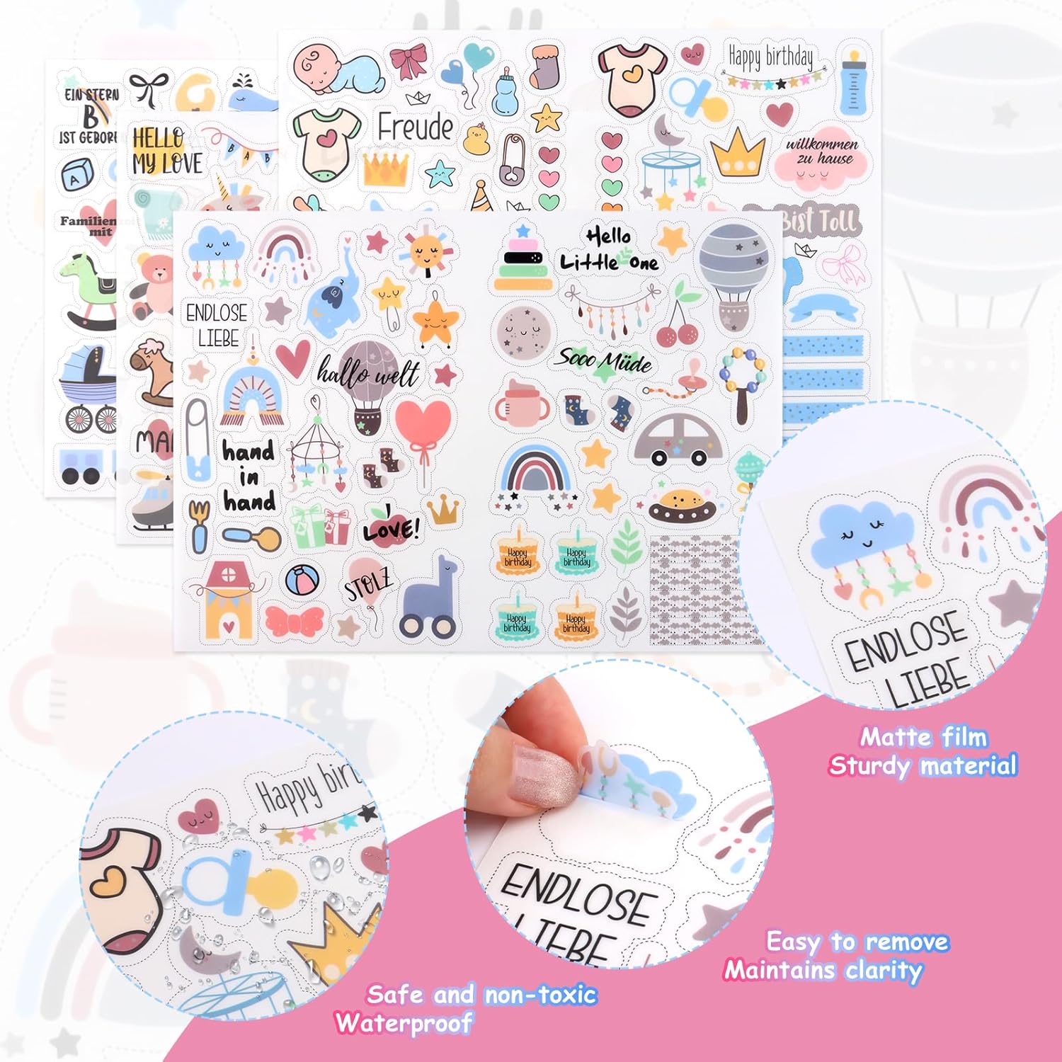 Baby Sticker-Set mit 424 Motiven, Ideal für Fotoalben und Geschenke