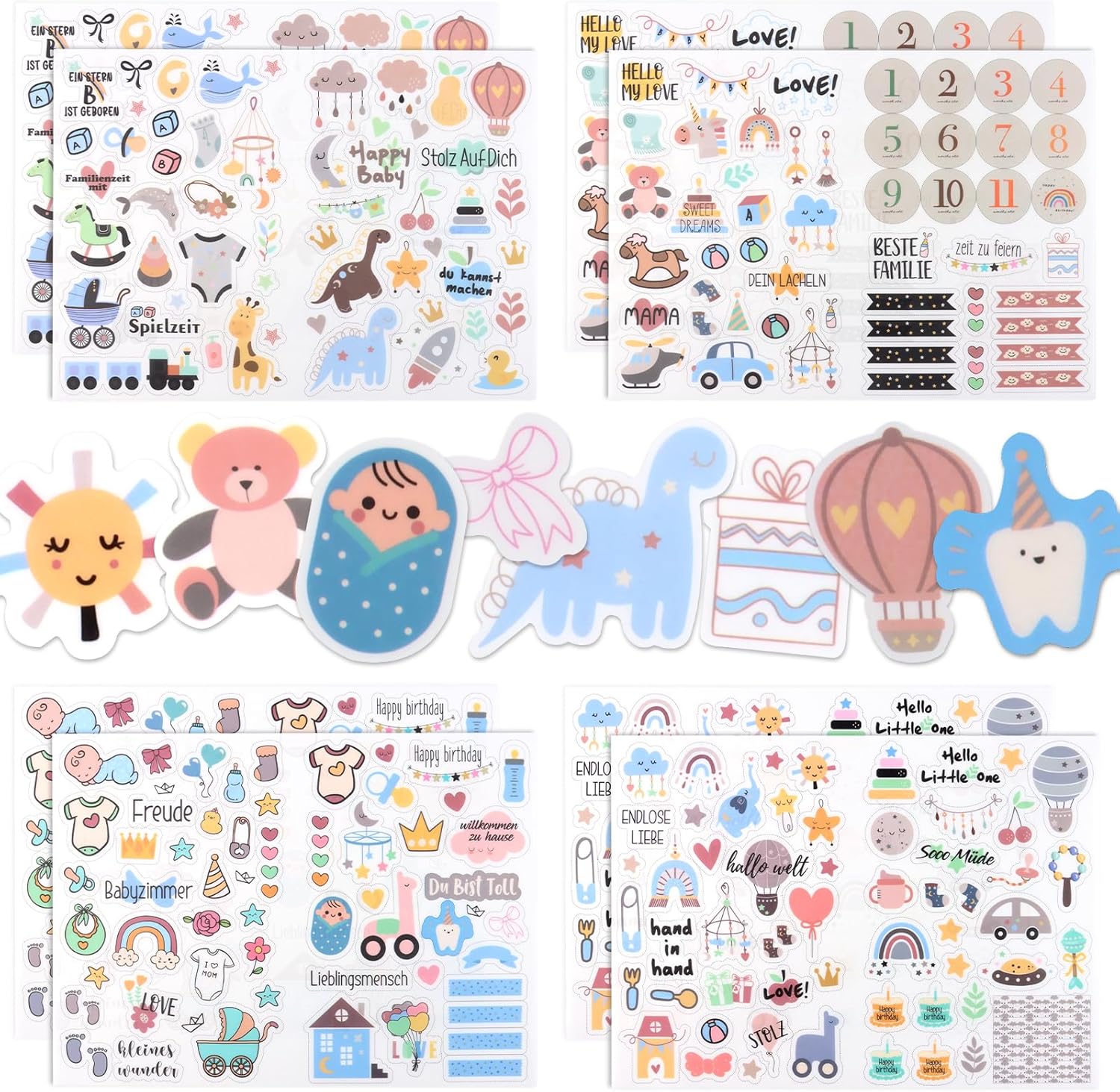 Baby Sticker-Set mit 424 Motiven, Ideal für Fotoalben und Geschenke Baby Sticker-Set mit 424 Motiven, Ideal für Fotoalben und Geschenke