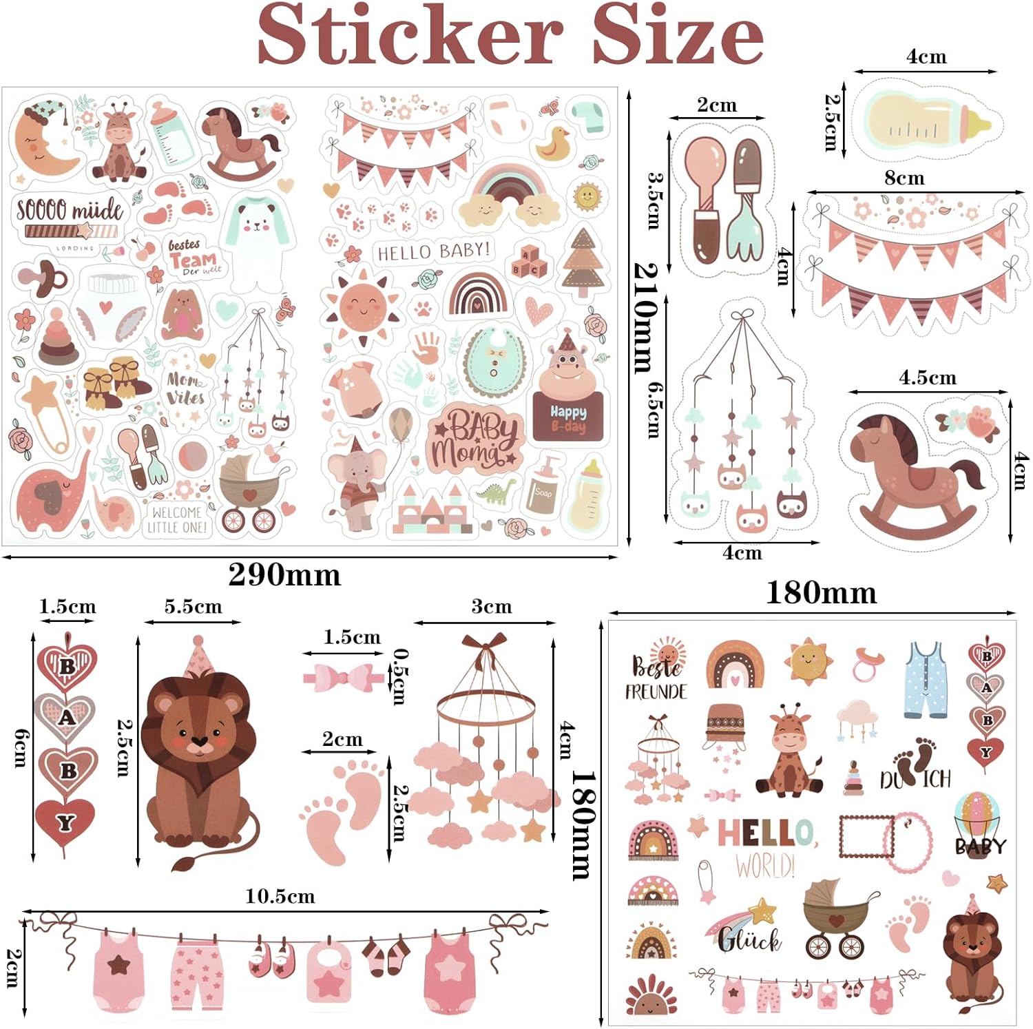 GROFIS Sticker Babyalbum Set - 316 Motive für Scrapbooking und DIY GROFIS Sticker Babyalbum Set - 316 Motive für Scrapbooking und DIY