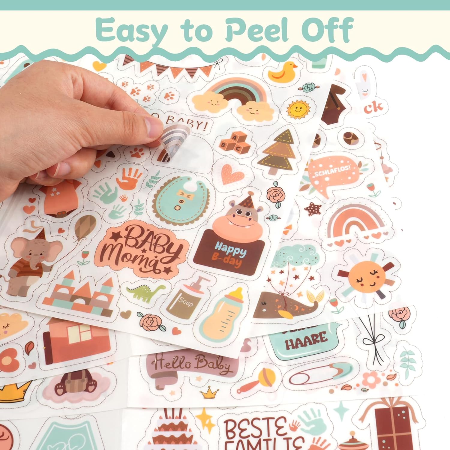 Sticker Babyalbum mit 225+ Motiven - Selbstklebende, Wasserdichte Baby Aufkleber Sticker Babyalbum mit 225+ Motiven - Selbstklebende, Wasserdichte Baby Aufkleber