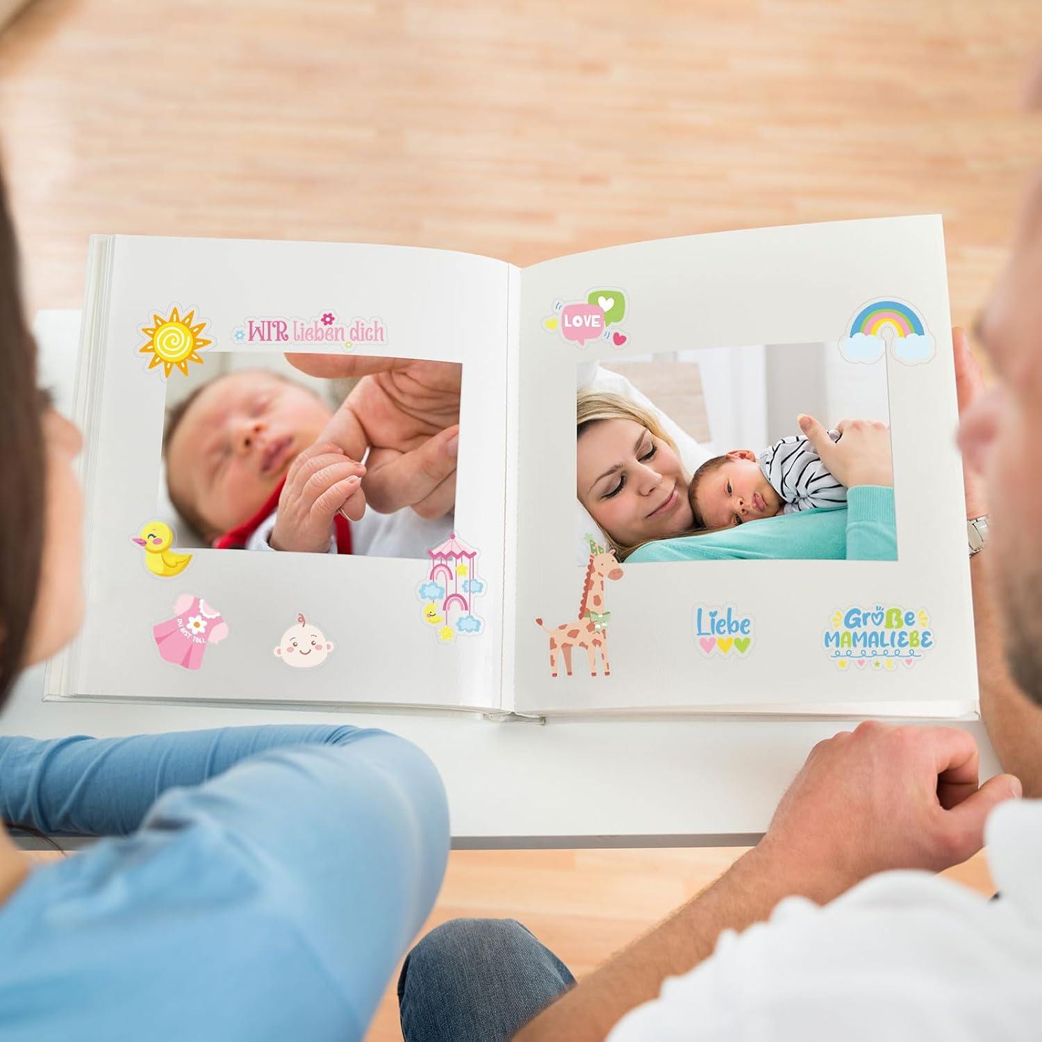 HOWAF Babyalbum Sticker Set - 6 Bögen, 200+ Aufkleber