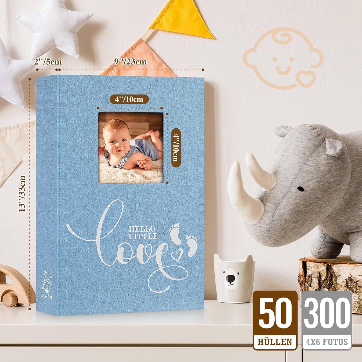 Lanpn Baby Fotoalbum 10x15 - Großes, Leinen Einsteckalbum für 300 Fotos Lanpn Baby Fotoalbum 10x15 - Großes, Leinen Einsteckalbum für 300 Fotos