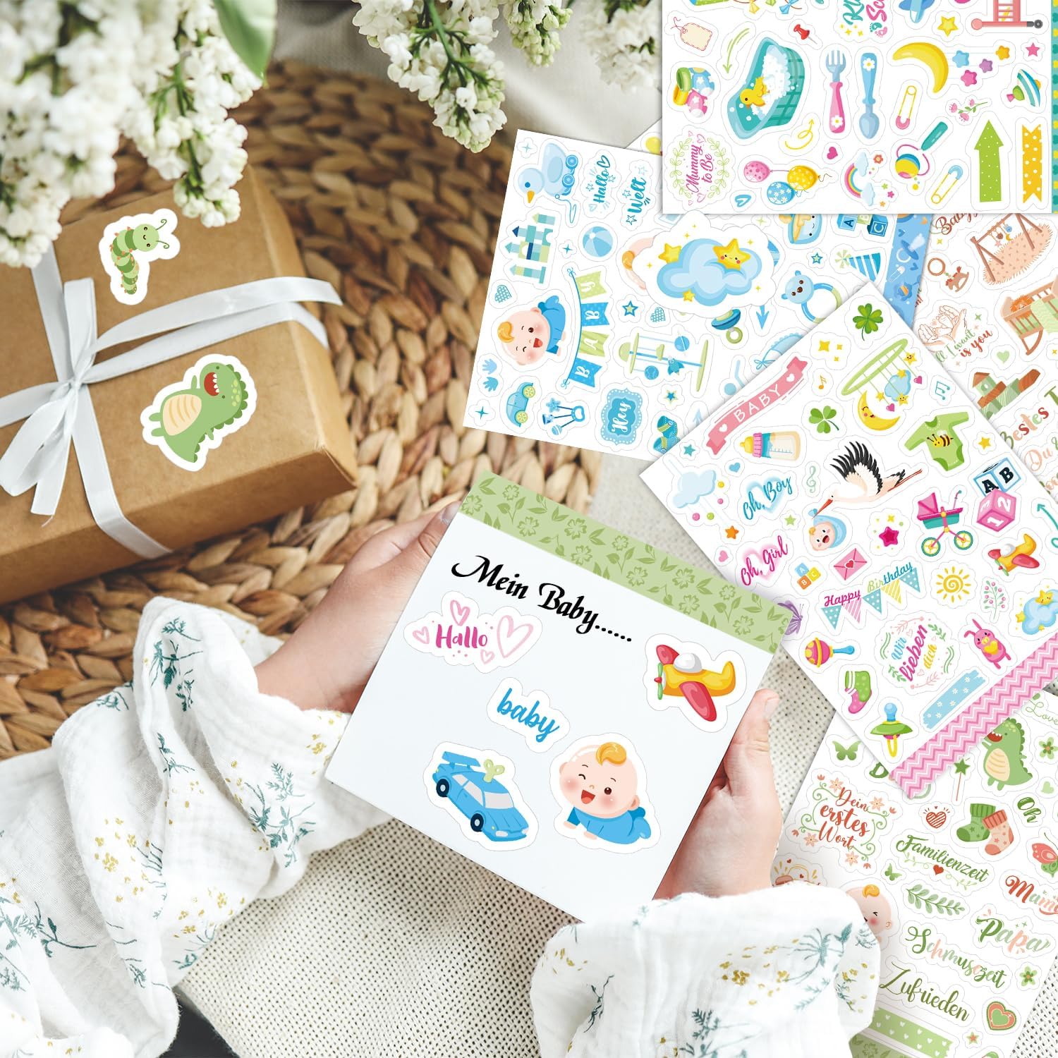 DPKOW Babyalbum Sticker Set - 235stk - Perfekt für Babyparty und Scrapbooking