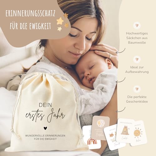 MeinBaby123 Meilensteinkarten „Dein erstes Jahr" – 50 Karten, Boho Beige